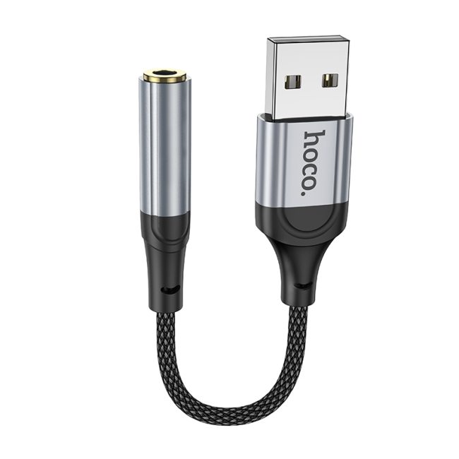 Перехідник Hoco LS36 Sound Card USB to AUX 3.5mm (female) 12cm Чорний