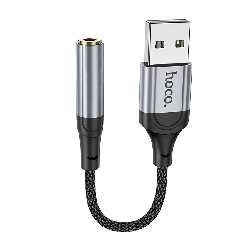 Перехідник Hoco LS36 Sound Card USB to AUX 3.5mm (female) 12cm Чорний