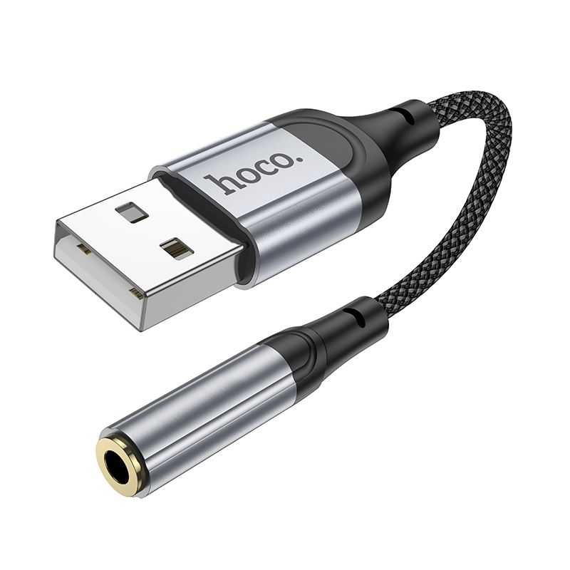 Перехідник Hoco LS36 Sound Card USB to AUX 3.5mm (female) 12cm Чорний - Зображення 3