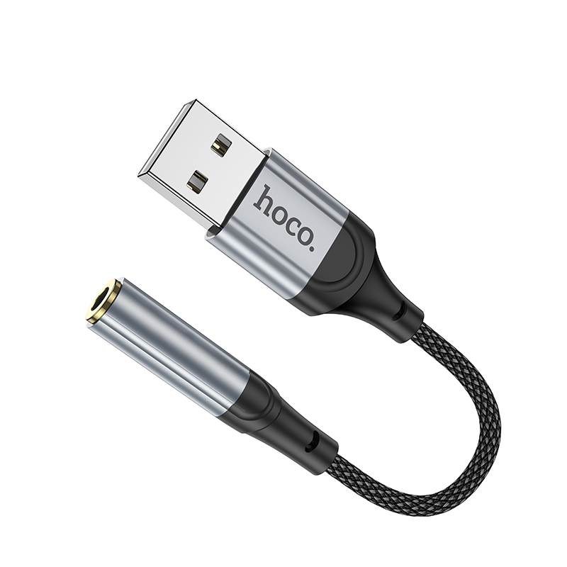 Перехідник Hoco LS36 Sound Card USB to AUX 3.5mm (female) 12cm Чорний - Зображення 5