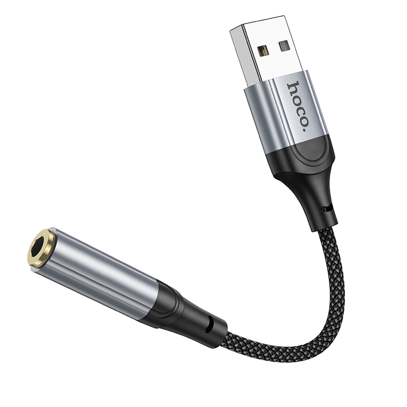 Перехідник Hoco LS36 Sound Card USB to AUX 3.5mm (female) 12cm Чорний - Зображення 6