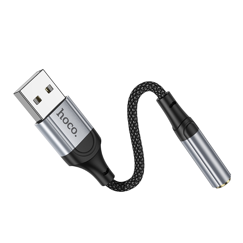 Перехідник Hoco LS36 Sound Card USB to AUX 3.5mm (female) 12cm Чорний - Зображення 7