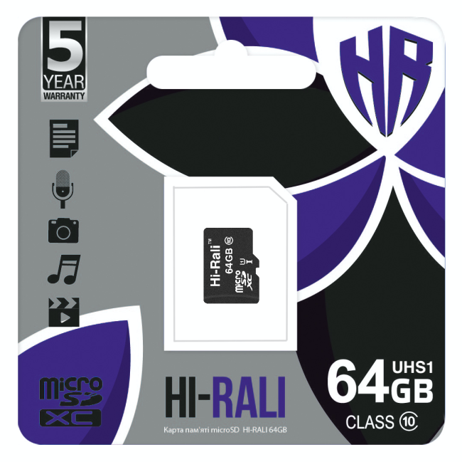 Карта Пам'яті  Hi-Rali MicroSDXC 64gb UHS-1 10 Class