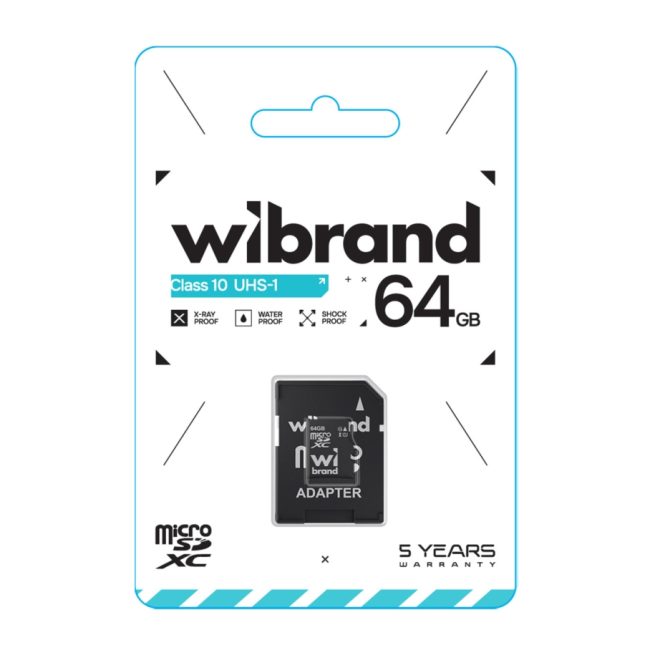 Карта Пам'яті Wibrand MicroSDHC 64gb UHS-1 10 Class & Adapter