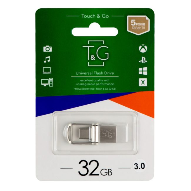 USB OTG флеш-накопичувач 3.0 Type C 32GB T&G металева серія 104