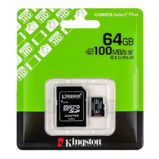 Карта Пам'яті Kingston Canvas Select Plus Gen3 microSDXC (UHS-1) 64gb 10 Class & Adapter