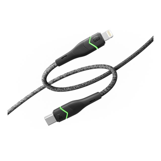 Кабель USB Ridea RC-RL15 RGB Light Type-C to Lightning 30W 1.2m Чорний