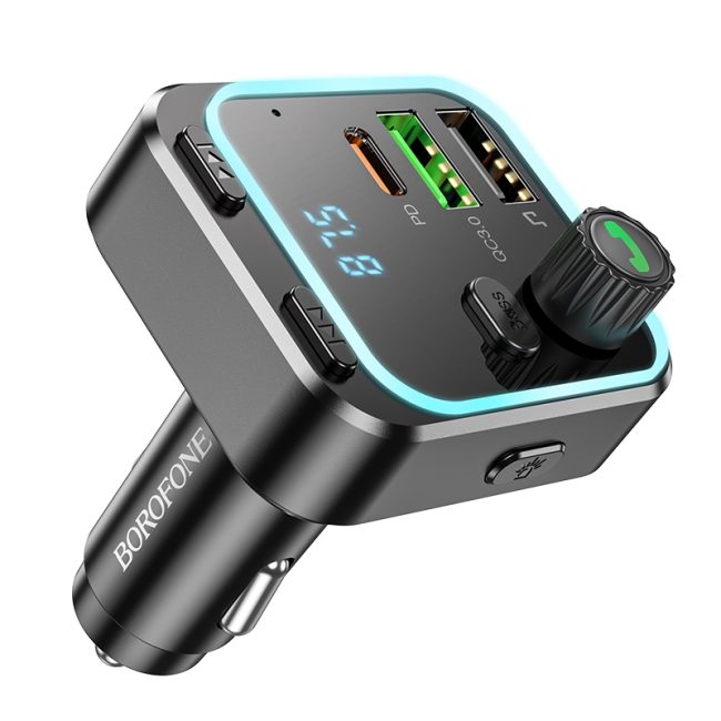 FM-трансмітер Borofone BC53 USB-C PD20W+USB-A QC18W/BT5.0 Total 38W Чорний