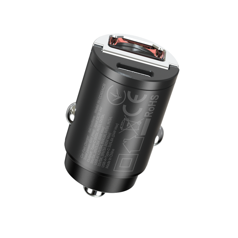 Авто Зарядний Пристрій YOKI IronNano YK-CCI65AC 1 Type-C + 1 USB PD&QC 65W - Зображення 3