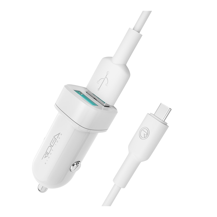 Автомобільний Зарядний Пристрій Ridea RCC-21212 Grand Type-C 2USB 2.4 A Бiлий