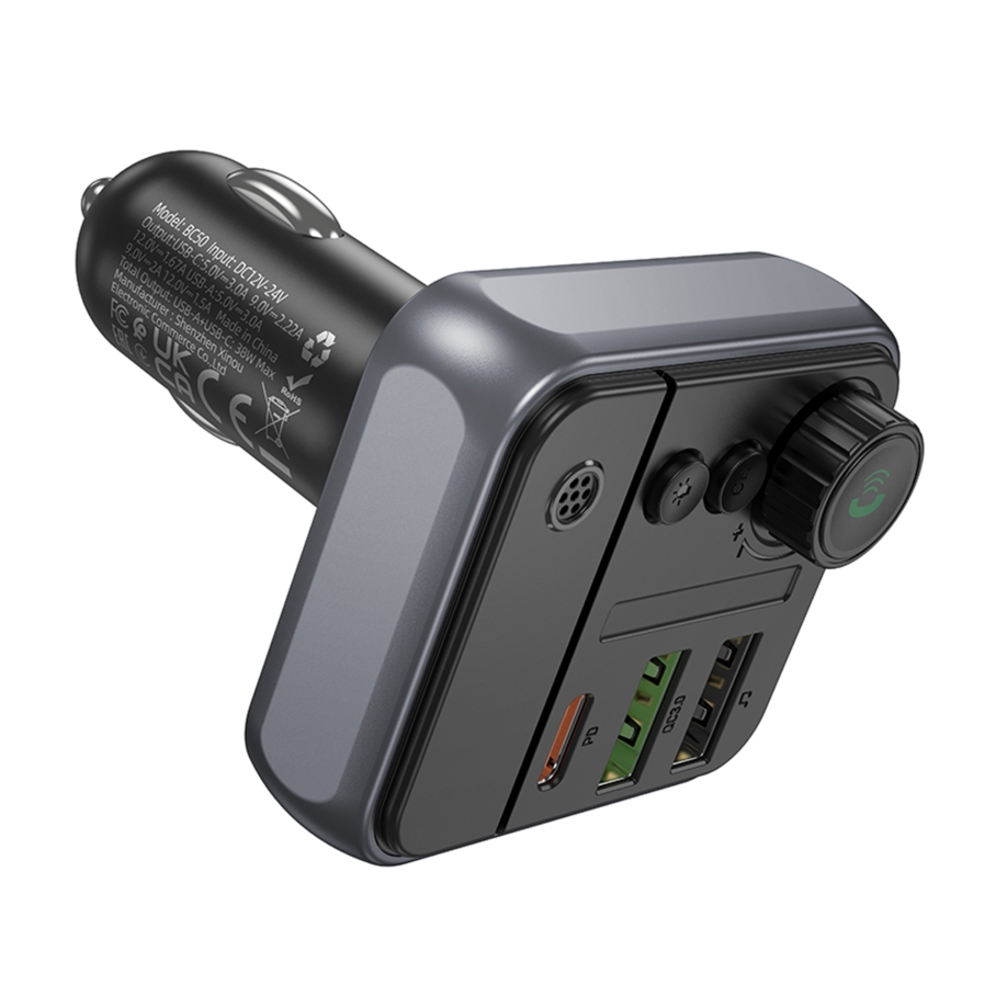 FM-трансмітер Borofone BC50 USB-C PD20W+USB-A QC18W/BT5.4 Total 38W - Зображення 3