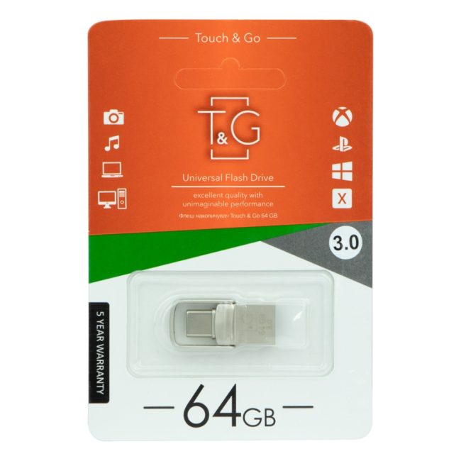 USB OTG флеш-накопичувач -Type C 64GB T&G металева серія 104