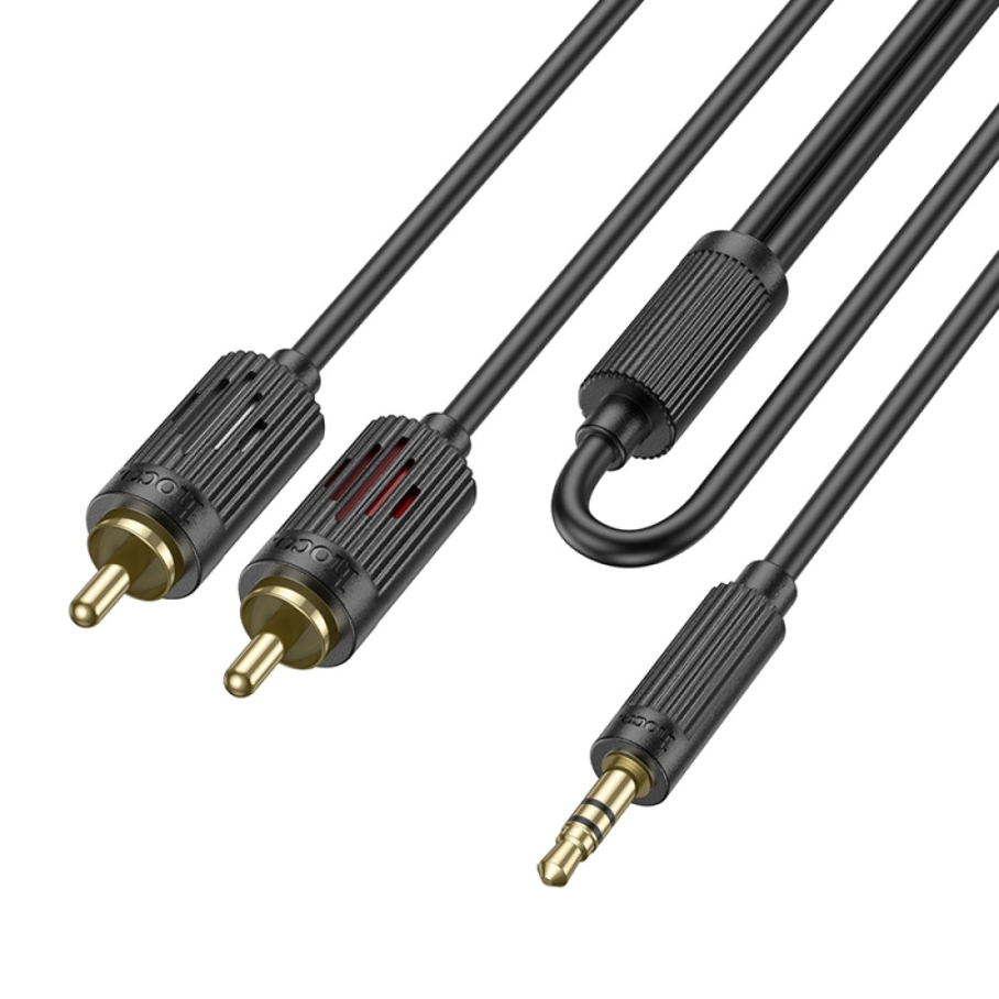 Кабель Aux Hoco UPA28 AUX 3.5 to dual RCA 1.5m Чорний - Зображення 3